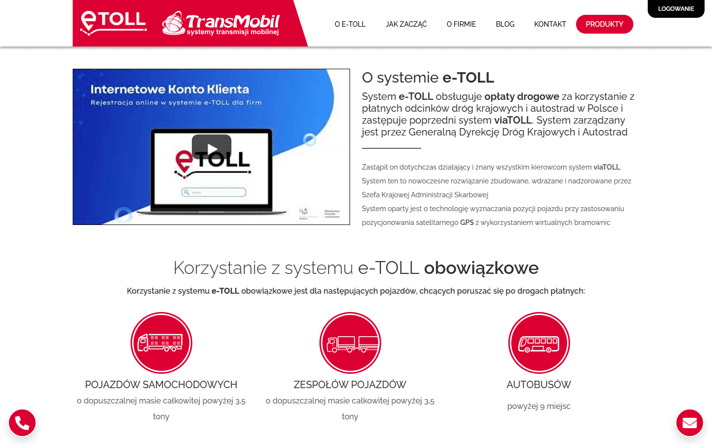 e-TOLL Transmobil — landing