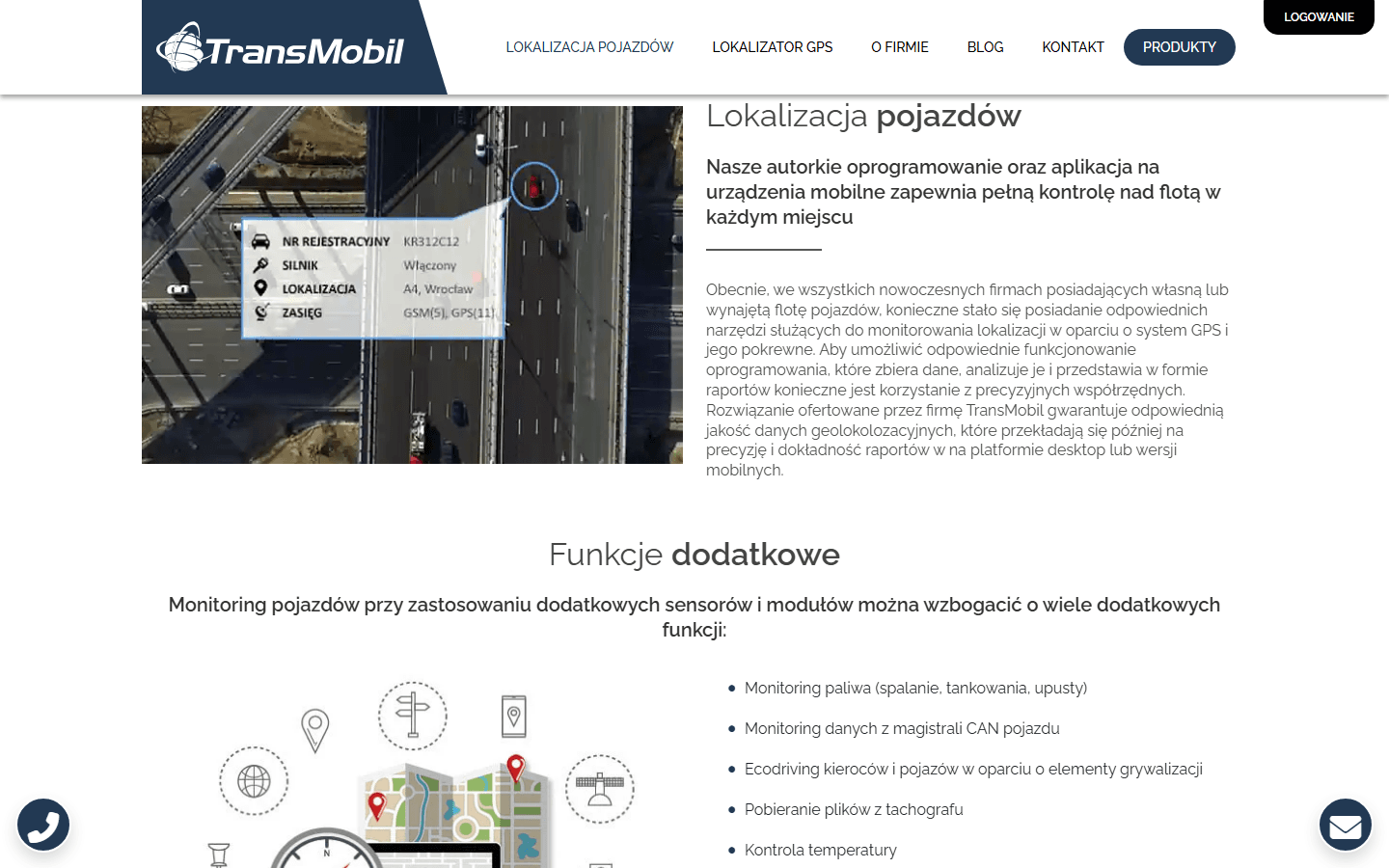 Monitoring GPS Transmobil — strona oferty